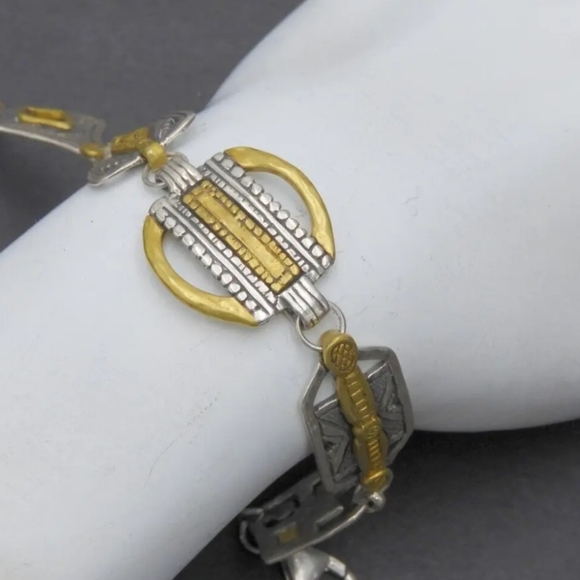 Vintage Silpada Bracelet Chain Link Brass Solid 925 Sterling Silver/ RETIRED 🥰 - Picture 2 of 8